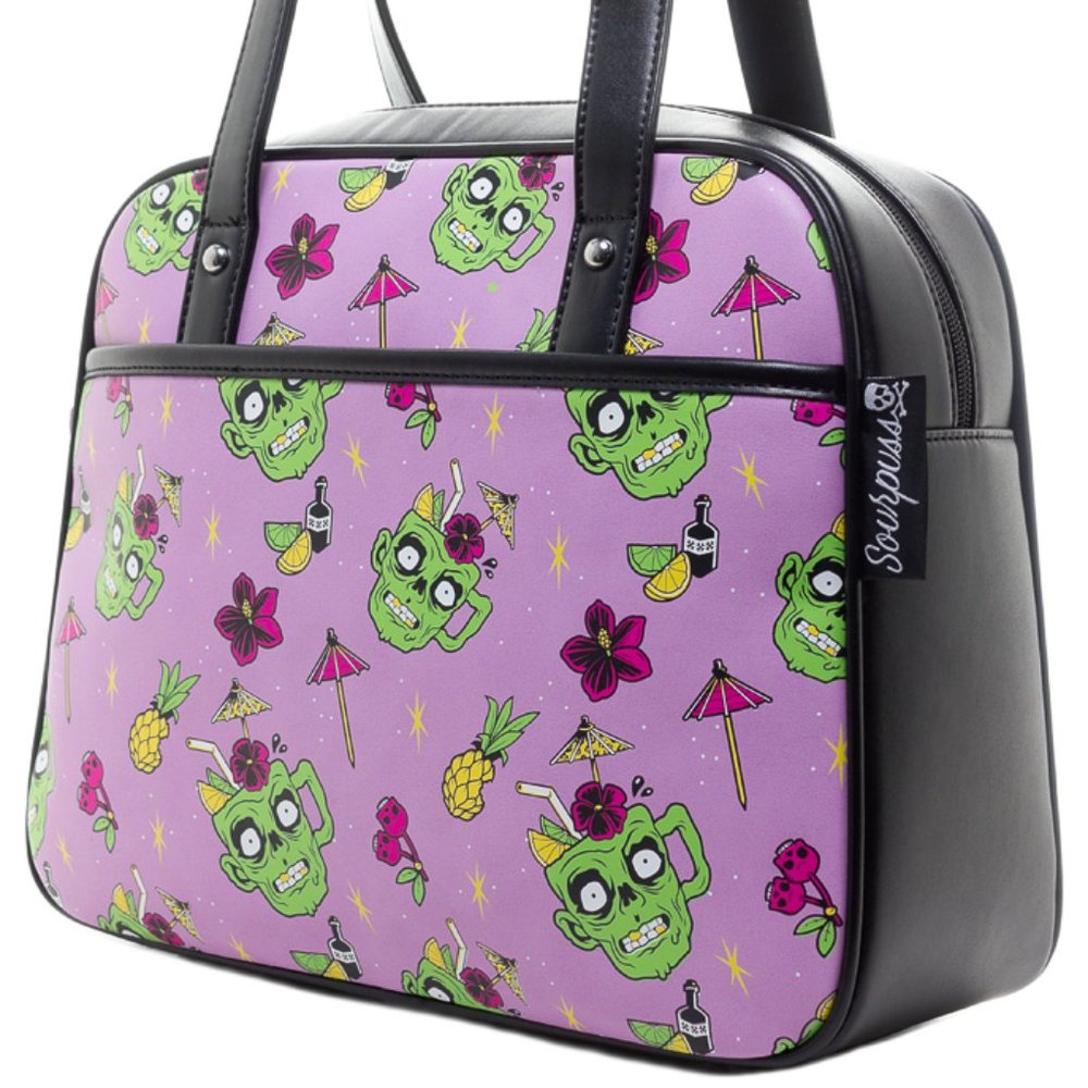 Sourpuss Purple Tropical Zombie Print Tote Bag